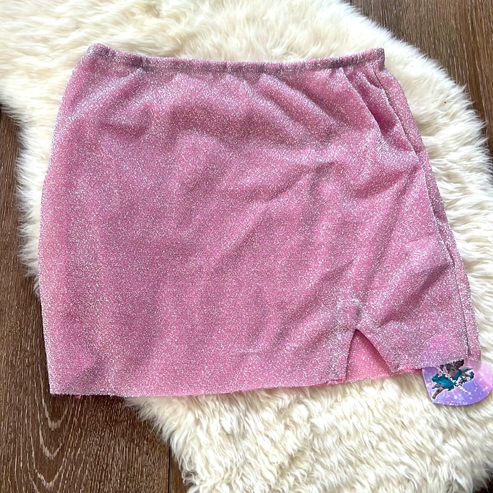 Glittery Pink Mini Skirt